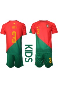 Fotbalové Dres Portugalsko Pepe #3 Dětské Domácí Oblečení MS 2022 Krátký Rukáv (+ trenýrky)